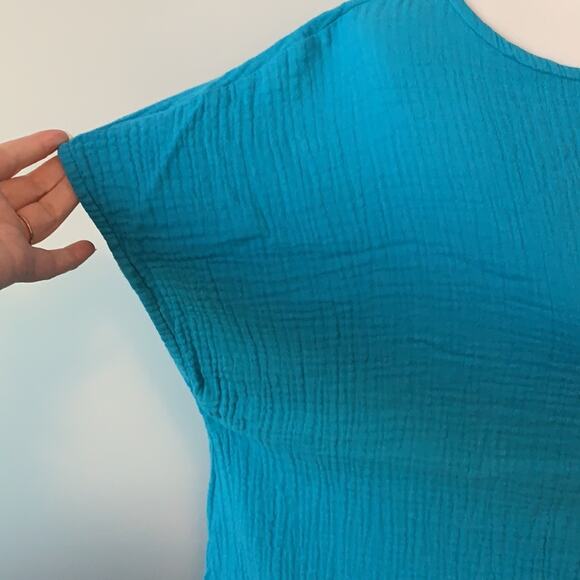 Bryn Walker Turquoise Cotton Waffle Oversized Top Sz M - Picture 3 of 6